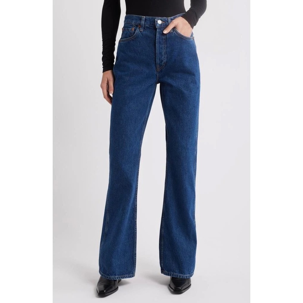 RE/DONE The Riding Jean High Rise Bootcut Denim Faded Rider Blue‎ Size 31 NEW